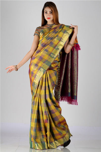 Fascinating multicolor zari touch kanjivaram silk saree