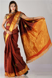 Elegant brick red kanjivaram silk saree