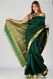 Alluring dark green zari touch kanjivaram silk saree