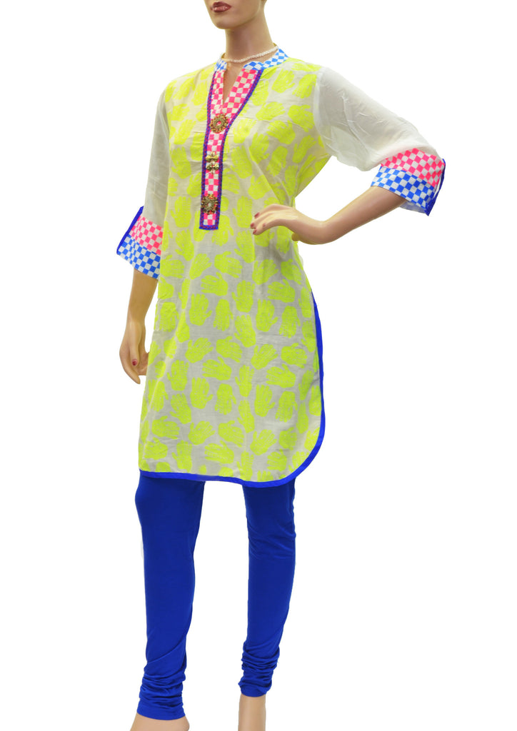 Cream cotton stylish masaba print kurti dress