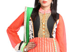 Neon orange Net Anarkali dress