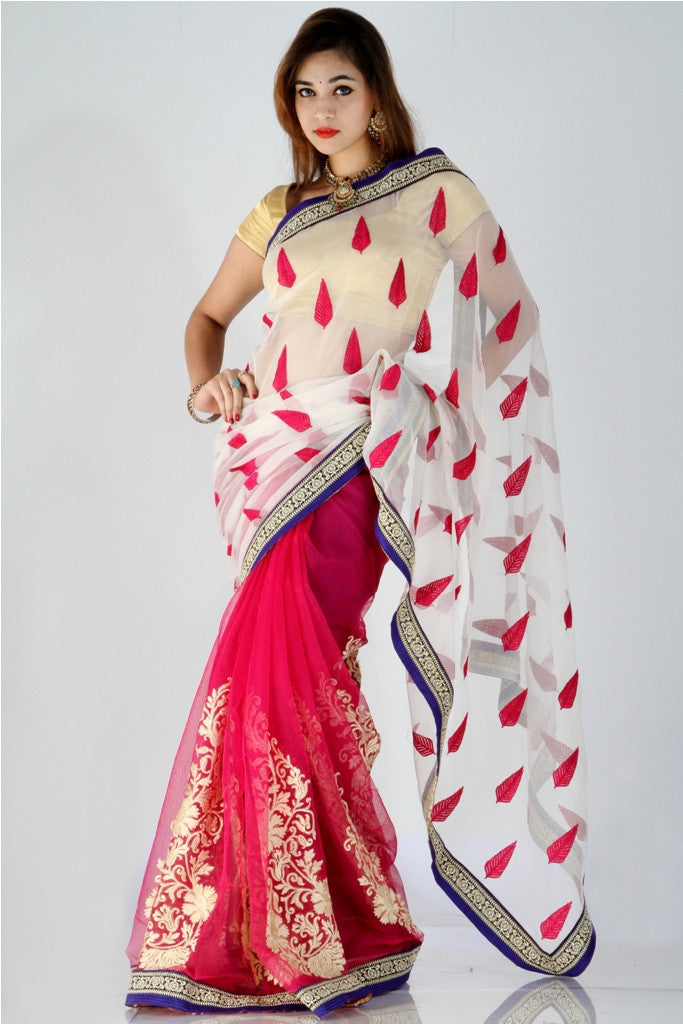 Gorgeous half and half net saree