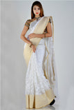 Heavenly white handloom net saree