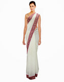 Pretty Designer Partywear Hot White Georgette Saree