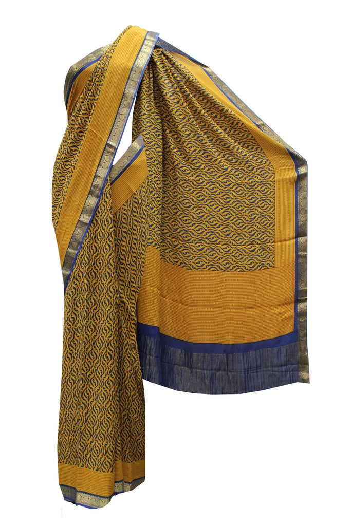 Chic Mud Yellow Crepe Saree