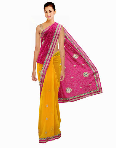 Stunning Designer Traditional Partywear Yellow Saree