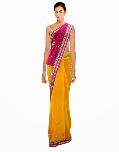 Stunning Designer Traditional Partywear Yellow Saree