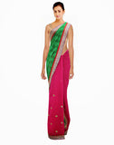 Latest Designer Partywear Ethnic Chiffon Magenta-Green Saree