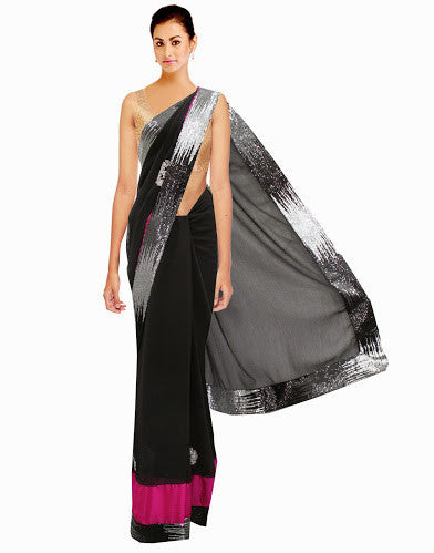 Sizzling Designer Partywear Wedding Indian Black Saree