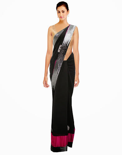 Sizzling Designer Partywear Wedding Indian Black Saree