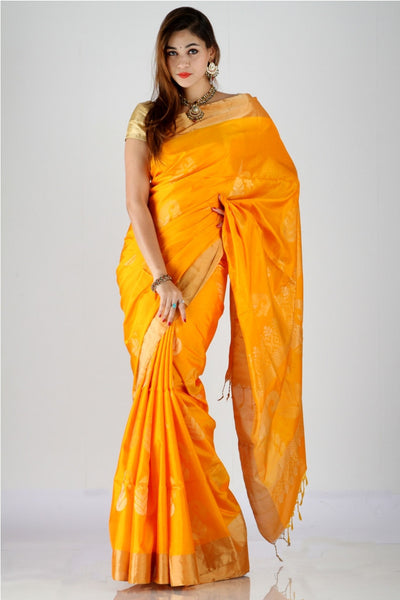 Ravishing mango yellow  Kanjivaram silk saree