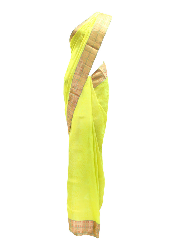 Bewitching  Parrot Green Kanjivaram Saree