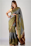 Rare olive green and grey kanjivaram silk saree