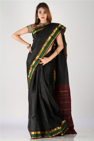 Classy black pure kanjivaram silk saree
