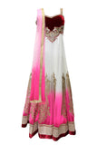 Exquisite Pink and White Anarkali Dress