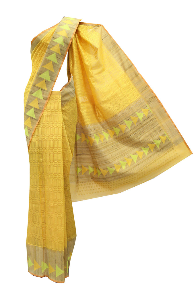 Spectacular Yellow Silk Saree