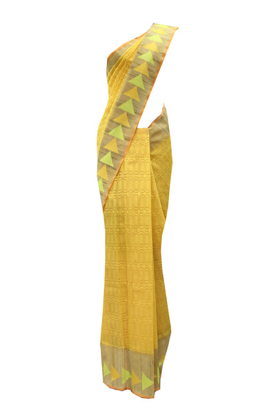 Spectacular Yellow Silk Saree