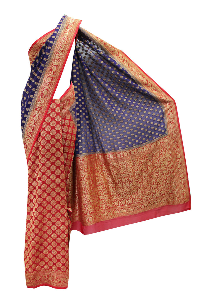 Beguiling Purple-Red Banarasi sari