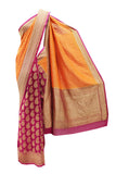 Sizzling Magneta- Orange Banarasi saree