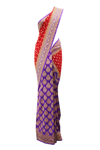 Captivating Maroon-Purple Banarasi saree