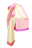 Dazzling Cream & Pink Banarasi Sari