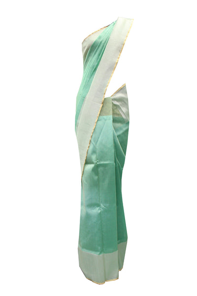 Stunning Sea Green Silk Saree