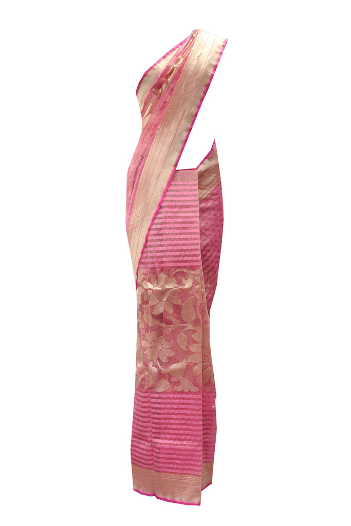 Beautiful Baby Pink Silk Saree