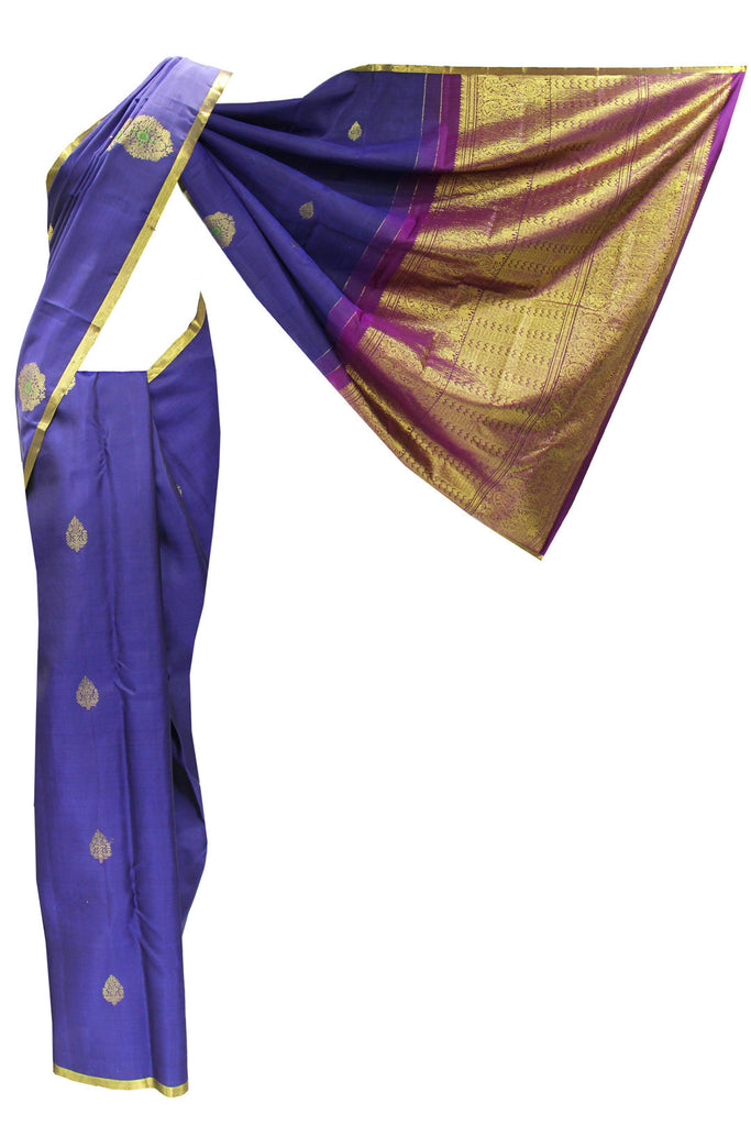 Delicate Dark Purple Kanjivaram Silk Sari
