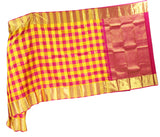 Shimmering Yellow-Red Kanjivaram Sari