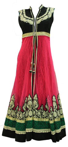 Pretty Pink-Black Anarkali Dress