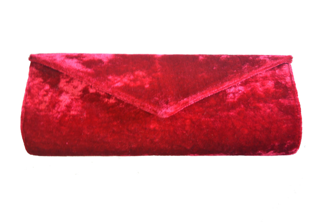 Pink velvet envelope clotch.