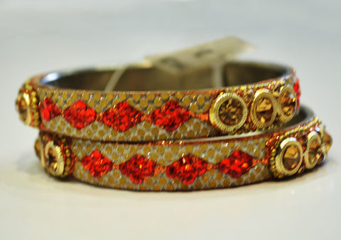 Red stone embellished bangles