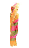 Natty Neon Yellow-Pink Kanjivaram saree